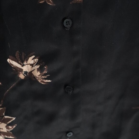 NWT Gentle Fawn Satin Black XS Simone Luxe Floral Buttoned V-Neck Office Blouse - Picture 7 of 14